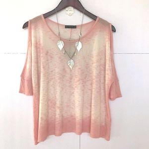 New T PARTY Pink Ombre Ribbed Knit Open Shoulder Top
